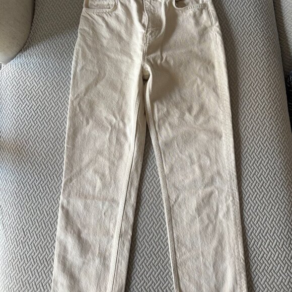 Reformation Cynthia Belted High Rise Straight Jeans - 27 - Bone - Picture 4 of 8